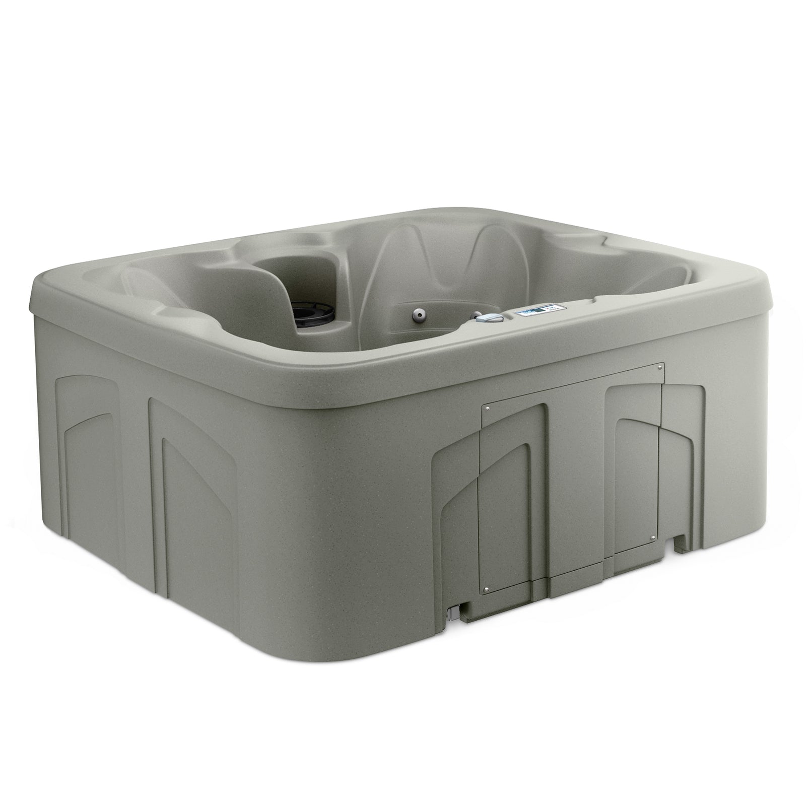 LifeSmart LS100 Taupe 4 Person Plug and Play Square Hot Tub Spa with Black Cover - VMInnovations