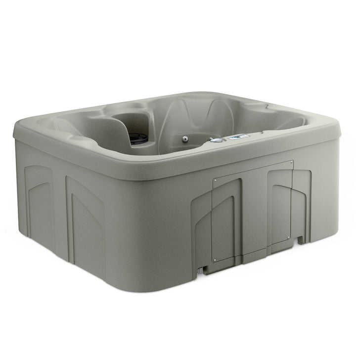 LifeSmart LS100 Taupe 4 Person Plug and Play Square Hot Tub Spa with Black Cover - VMInnovations