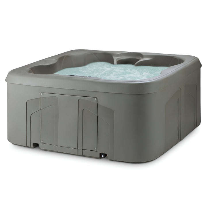 LifeSmart 4 Person Plug and Play Square Hot Tub Spa, Gray (For Parts)