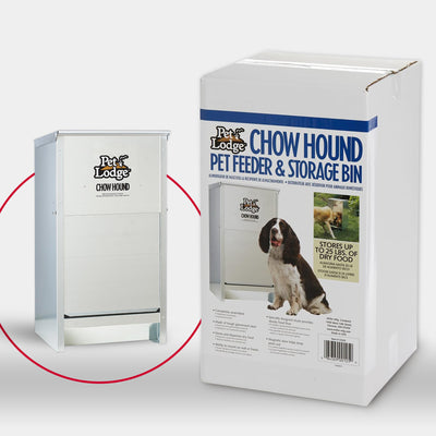 Pet Lodge Dry Food Automatic Steel Dog Feeder Chow Hound 25 Pound Capacity