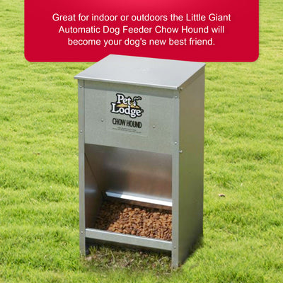 Pet Lodge Dry Food Automatic Steel Dog Feeder Chow Hound 25lb Capacity (Used) - VMInnovations