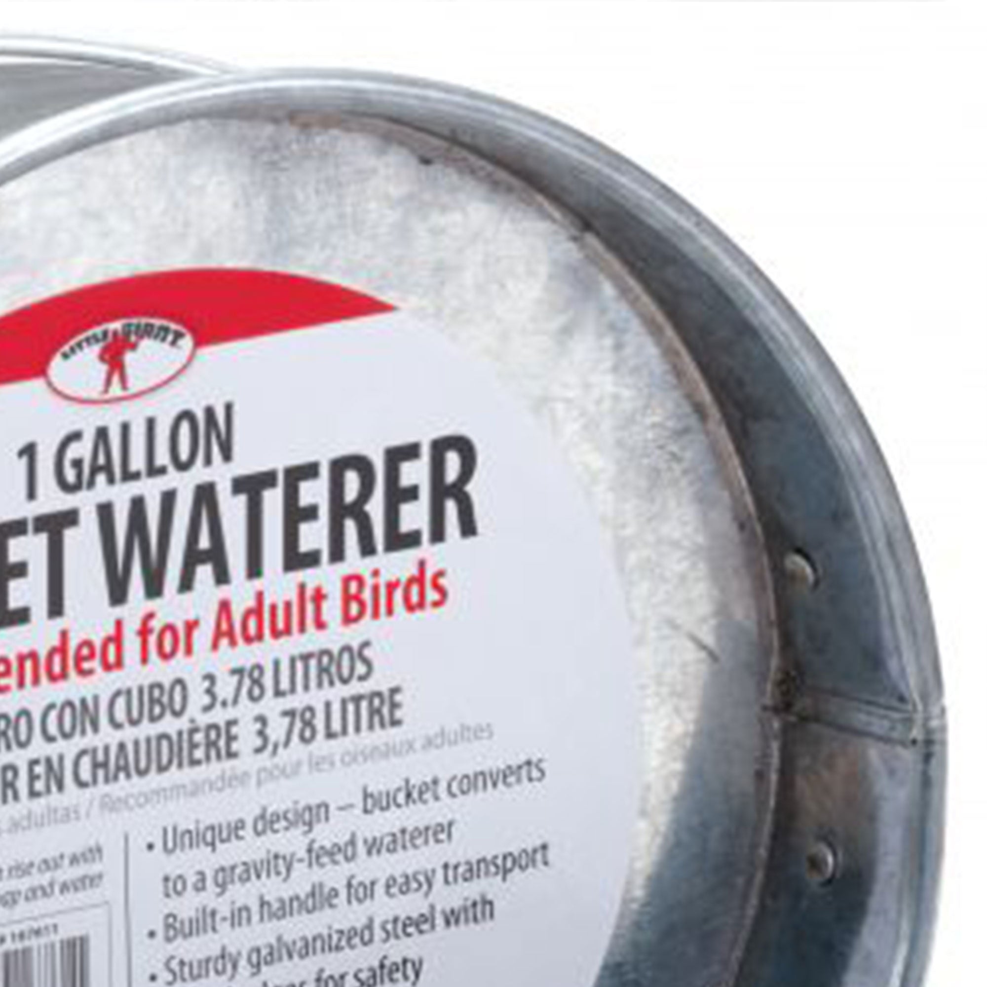 Little Giant 1-Gallon Galvanized Steel Poultry Bucket Waterer w/ Built-In Handle - VMInnovations