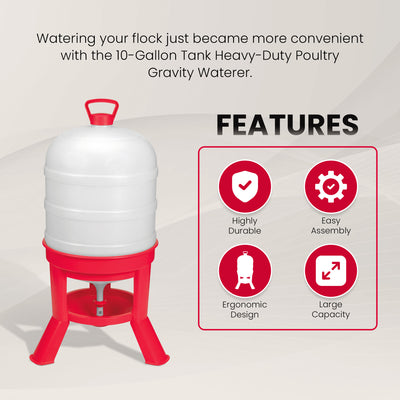 Little Giant 10 Gallon Tank Heavy Duty Poultry Chicken Gravity Waterer (Used)