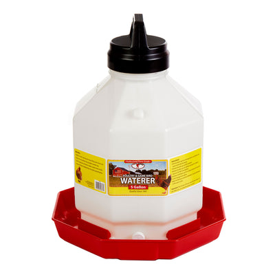 Little Giant PPF5 5 Gallon Capacity Automatic Poultry Waterer for Chickens, Red