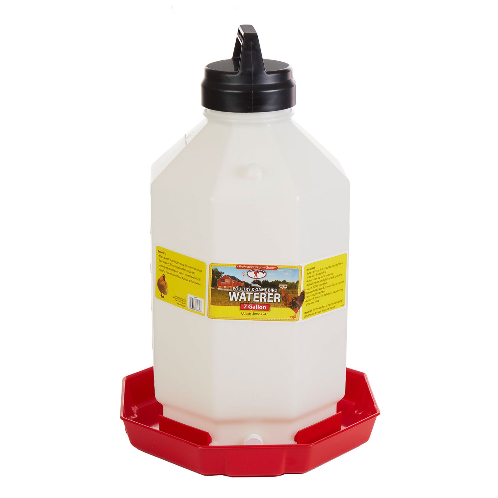 Little Giant PPF7 7 Gallon Capacity Automatic Poultry Waterer for Chickens, Red - VMInnovations