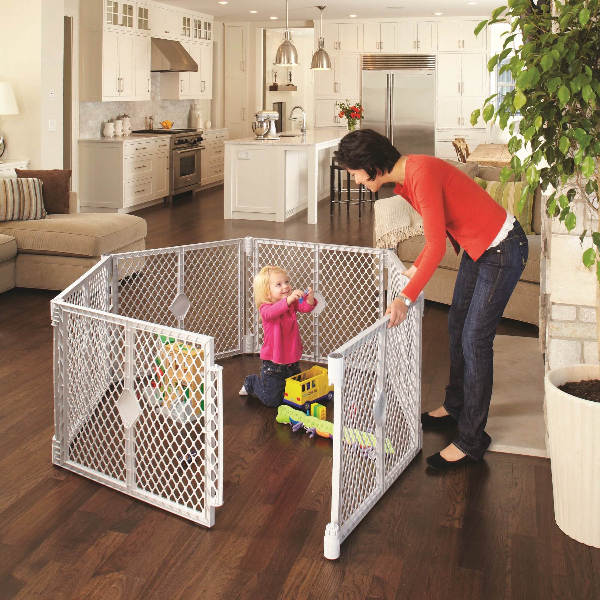 North States Superyard Baby Gate Enclosure + Folding ABC Baby Toddler Play Mat - VMInnovations