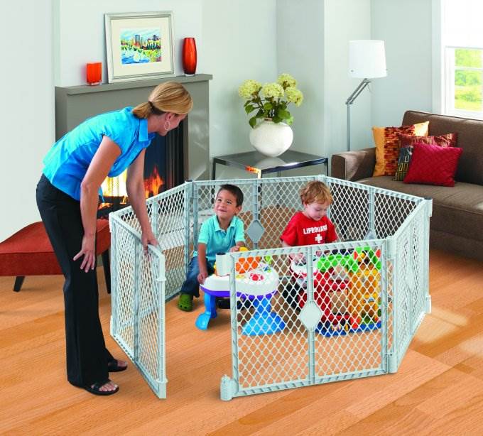 North States Superyard Baby Gate Enclosure + Folding ABC Baby Toddler Play Mat - VMInnovations