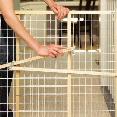 NORTH STATES Wide Wire Mesh Adjust Wood Baby/Child Gate - Open Box
