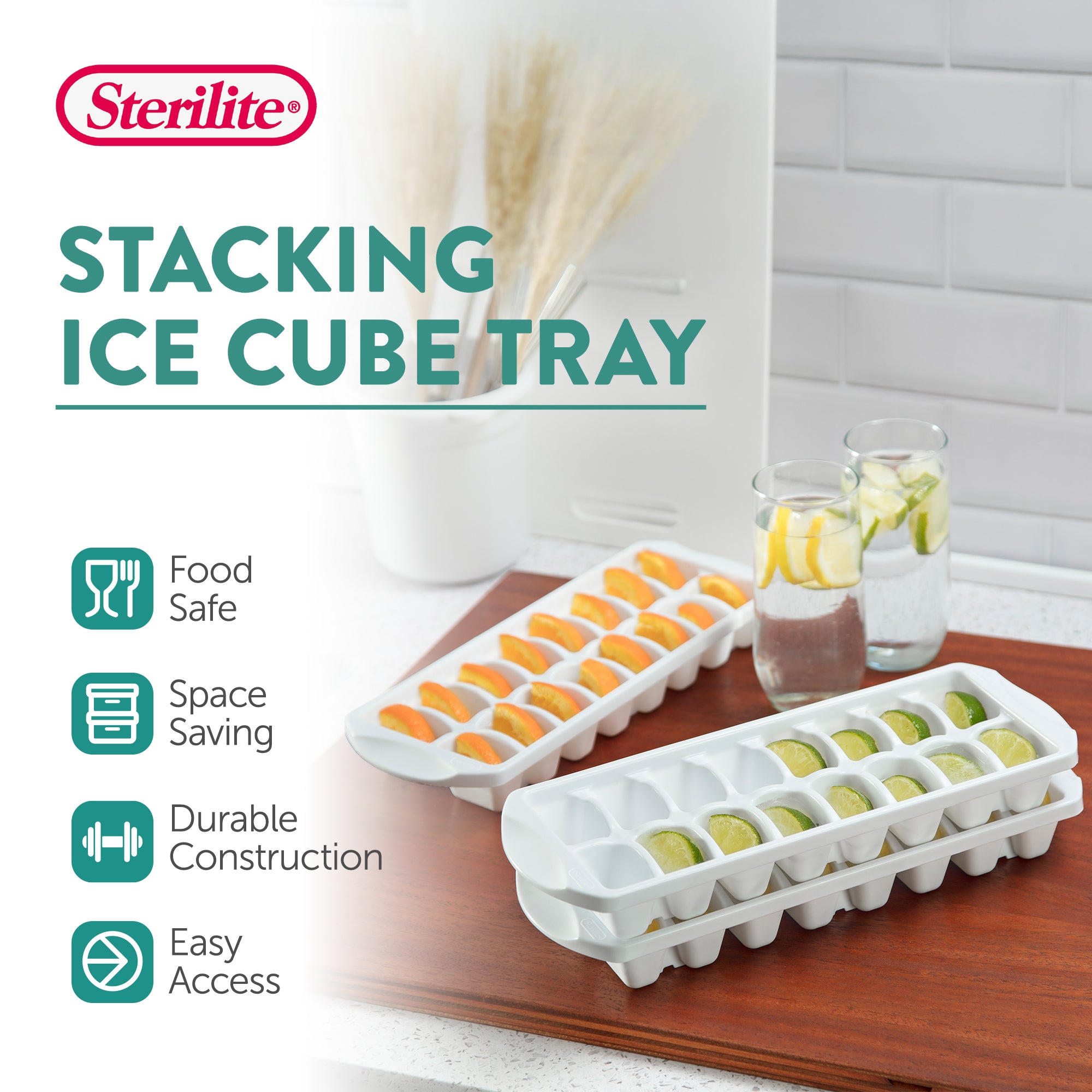 Sterilite BPA Free Flexible Stacking Home Ice Cube Mold Tray, White (1 Pack) - VMInnovations