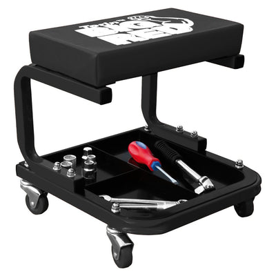 Torin Steel Rolling Padded Vinyl Mechanic Stool w/ Integrated Tray (Open Box)