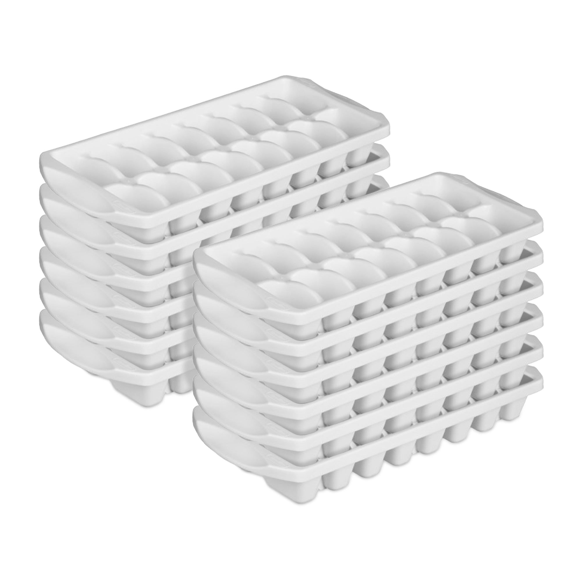 Sterilite BPA Free Flexible Stacking Home Ice Cube Mold Tray, White (12 Pack) - VMInnovations