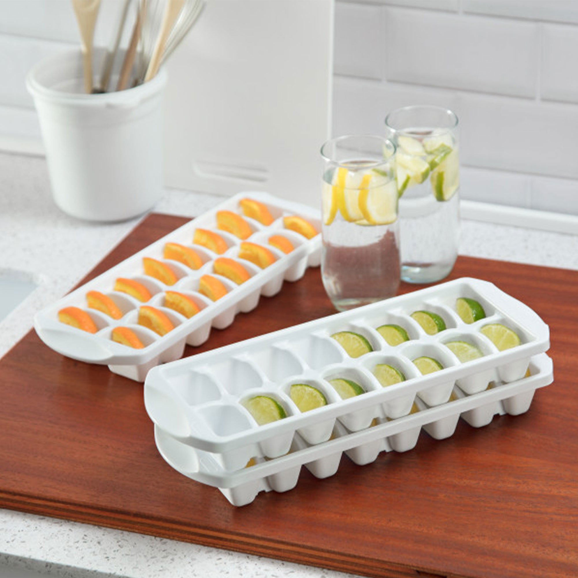 Sterilite BPA Free Flexible Stacking Home Ice Cube Mold Tray, White (12 Pack) - VMInnovations