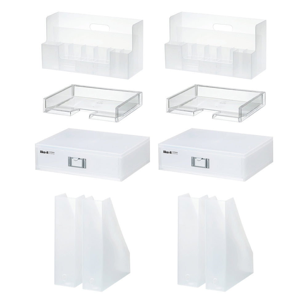 Like-It Universal Organizer Storage Tray Set for Home or Office, Clear (8 Pack)