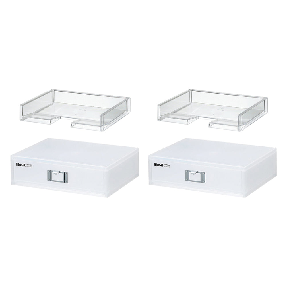 Like-It Universal Organizer Storage Tray Set for Home or Office, Clear (4 Pack)