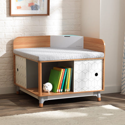 KidKraft 14238 Mid-Century Style Kid Corner Reading Nook, Natural Wood Finish