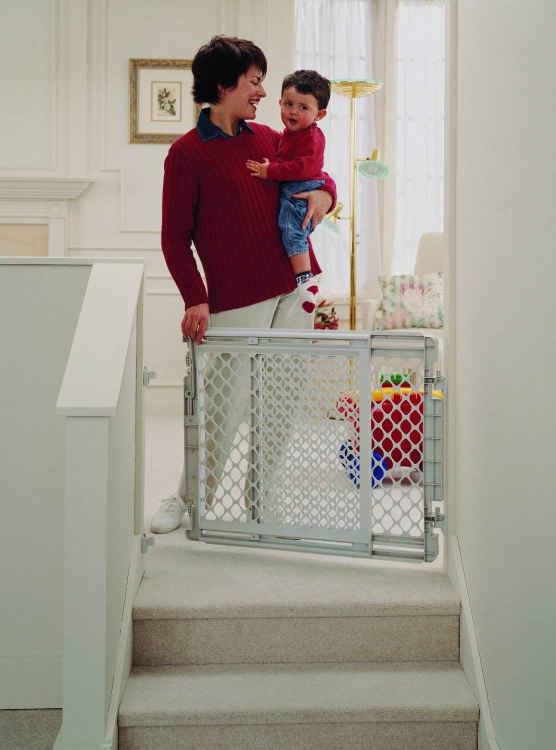 North States Wide Stairway Baby/Pet Mounted Swing Gate, White (Open Box)
