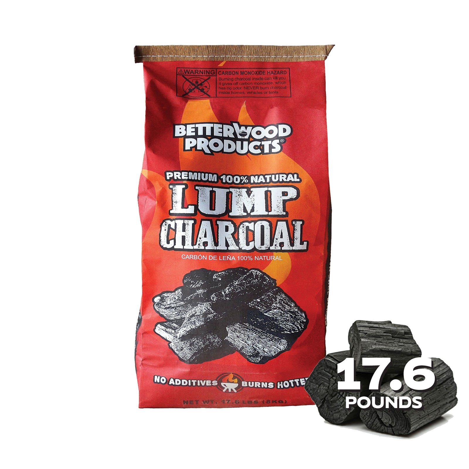 Betterwood Products 3317 100% All Natural Hardwood Lump Charcoal, 17.6 Pounds - VMInnovations
