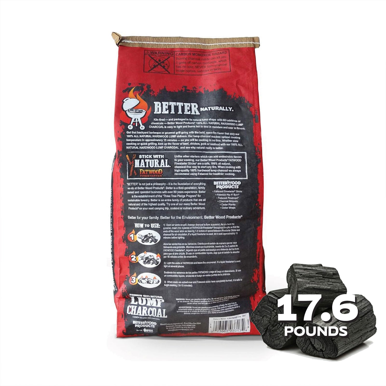 Betterwood Products 3317 100% All Natural Hardwood Lump Charcoal, 17.6 Pounds - VMInnovations
