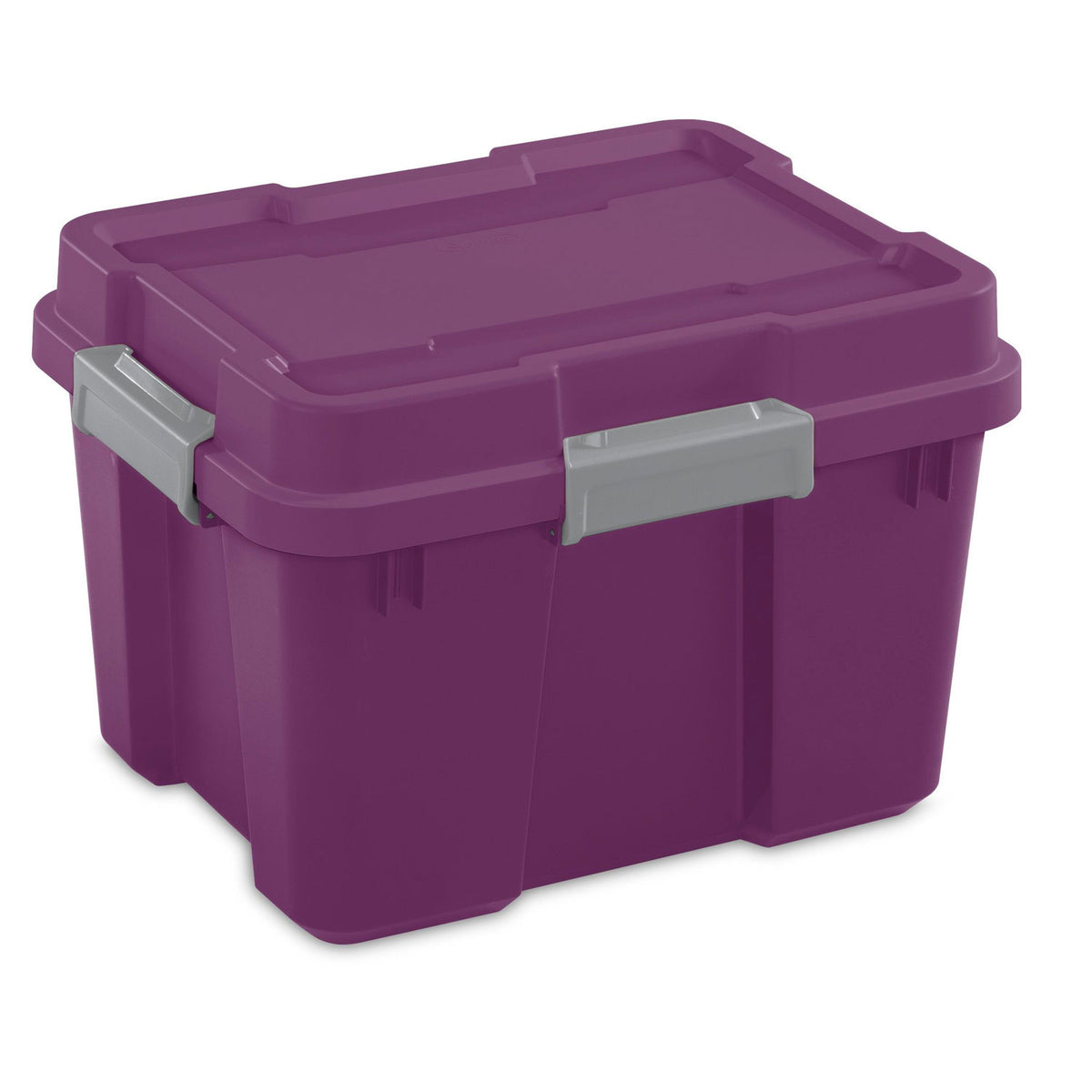 Sterilite 20 Gal Gasket Tote Storage Container Box w/ Lid, Purple/Gray (4 Pack)