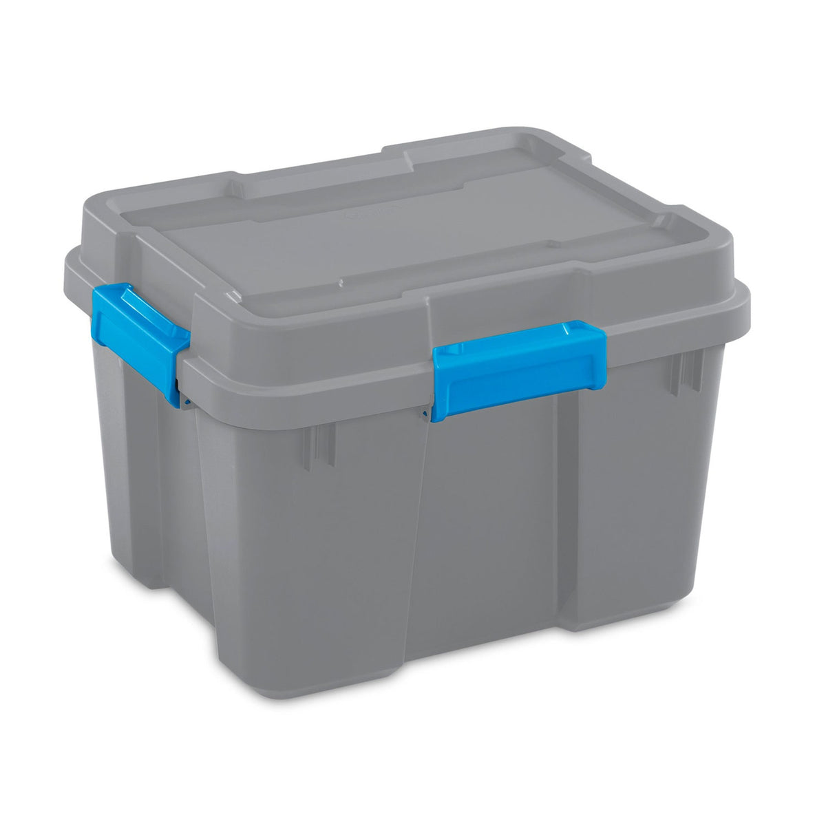 Sterilite 20 Gal Tote Storage Container Box w/ Lid, Titanium Gray/Blue (12 Pack)