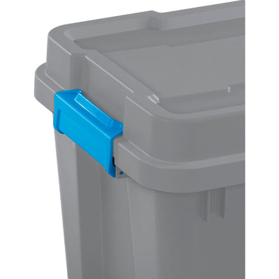 Sterilite 20 Gal Tote Storage Container Box w/ Lid, Titanium Gray/Blue (8 Pack)