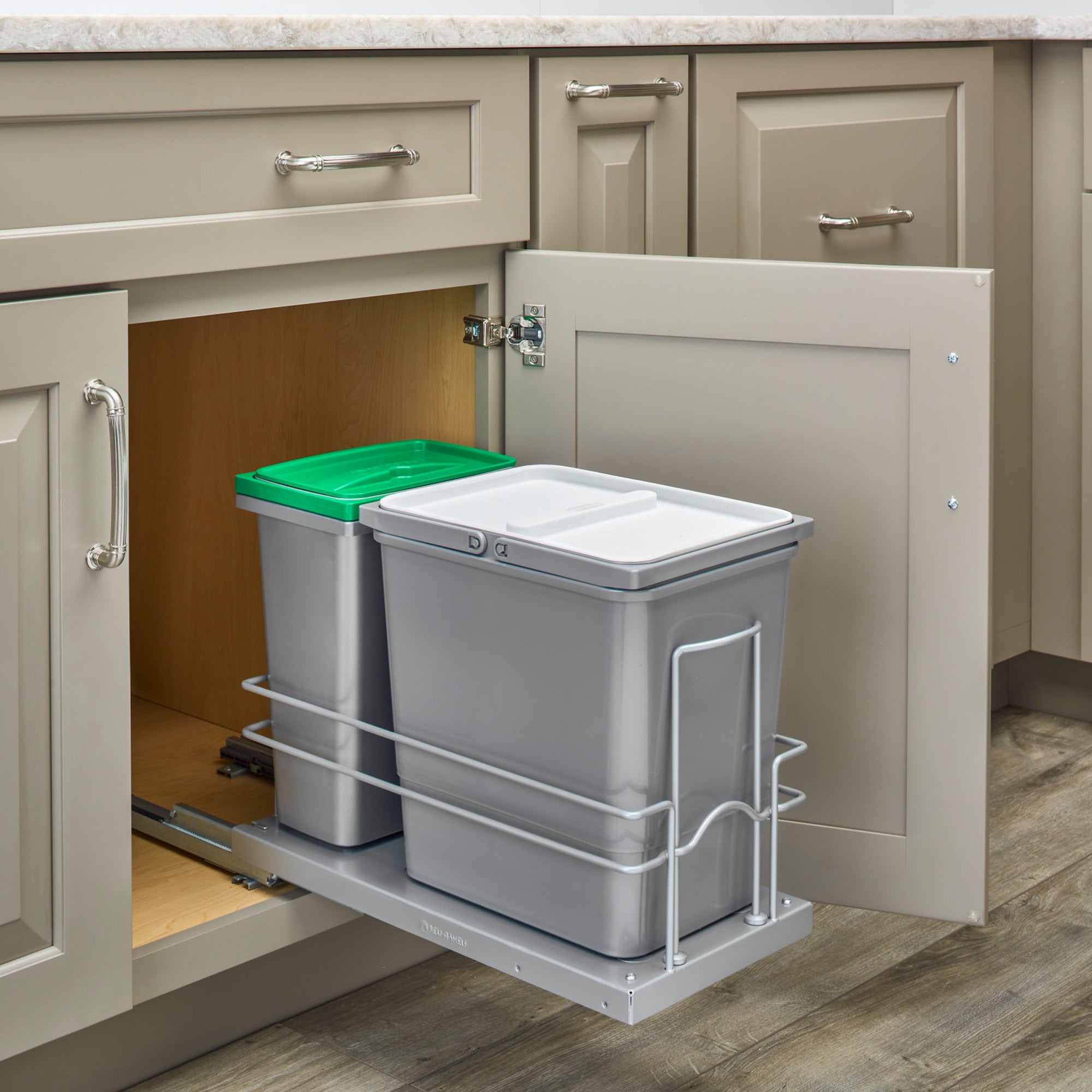 Rev-A-Shelf Undermount Pullout Trash Can Recycle Bin w/ Soft-close, 5SBWC-815S-1 - VMInnovations