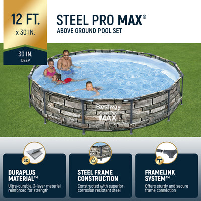 Bestway 56817E 12' x 30" Steel Pro Max Round Above Ground Pool w/ Pump(Open Box) - VMInnovations
