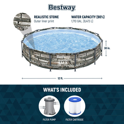 Bestway 12' x 30" Steel Pro Max Round Above Ground Pool w/ Pump (For Parts)