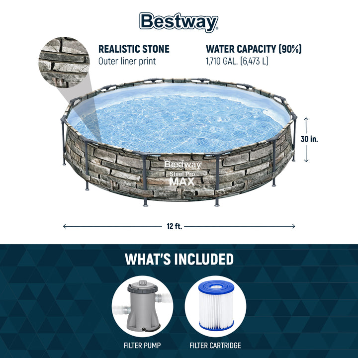 Bestway 56817E 12' x 30" Steel Pro Max Round Above Ground Pool w/ Pump (Used)
