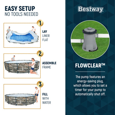 Bestway 12' x 30" Steel Pro Max Round Above Ground Pool w/ Pump (For Parts)