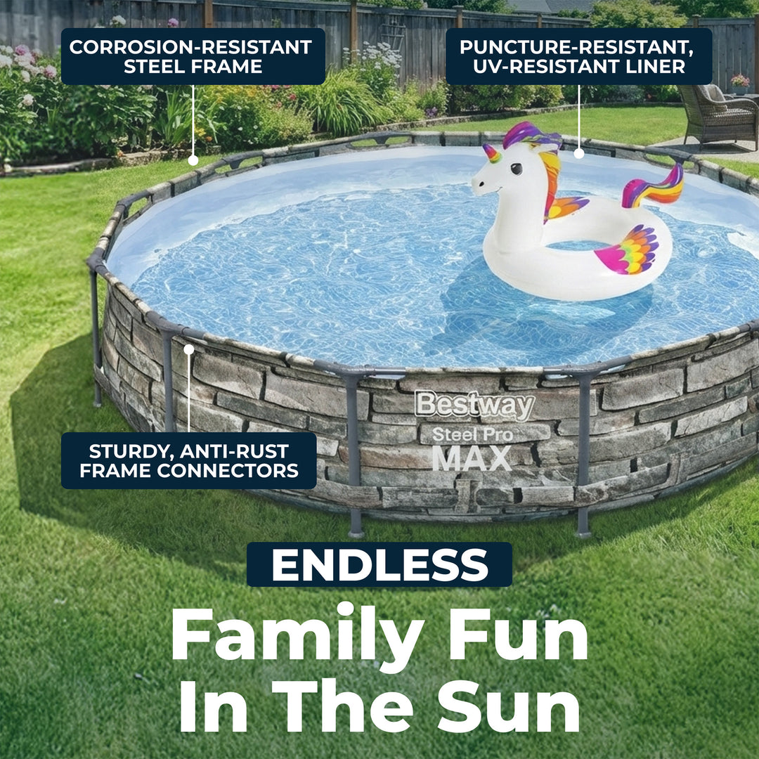 Bestway 56817E 12' x 30" Steel Pro Max Round Above Ground Swimming Pool w/ Pump - VMInnovations