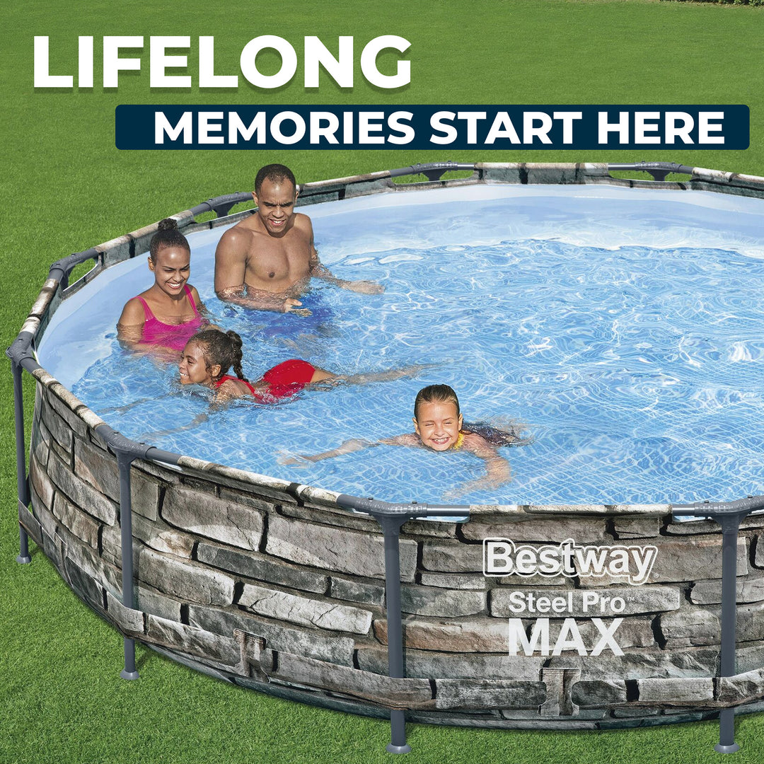 Bestway 56817E 12' x 30" Steel Pro Max Round Above Ground Swimming Pool w/ Pump - VMInnovations