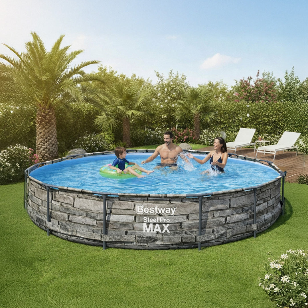 Bestway 56817E 12' x 30" Steel Pro Max Round Above Ground Swimming Pool w/ Pump - VMInnovations