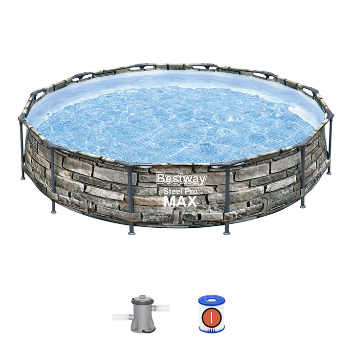 Bestway 12' x 30" Steel Pro Max Round Above Ground Pool w/ Pump (For Parts)