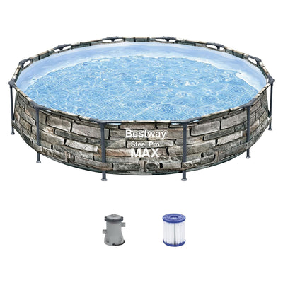 Bestway 12' x 30" Steel Pro Max Round Above Ground Pool w/ Pump (For Parts)