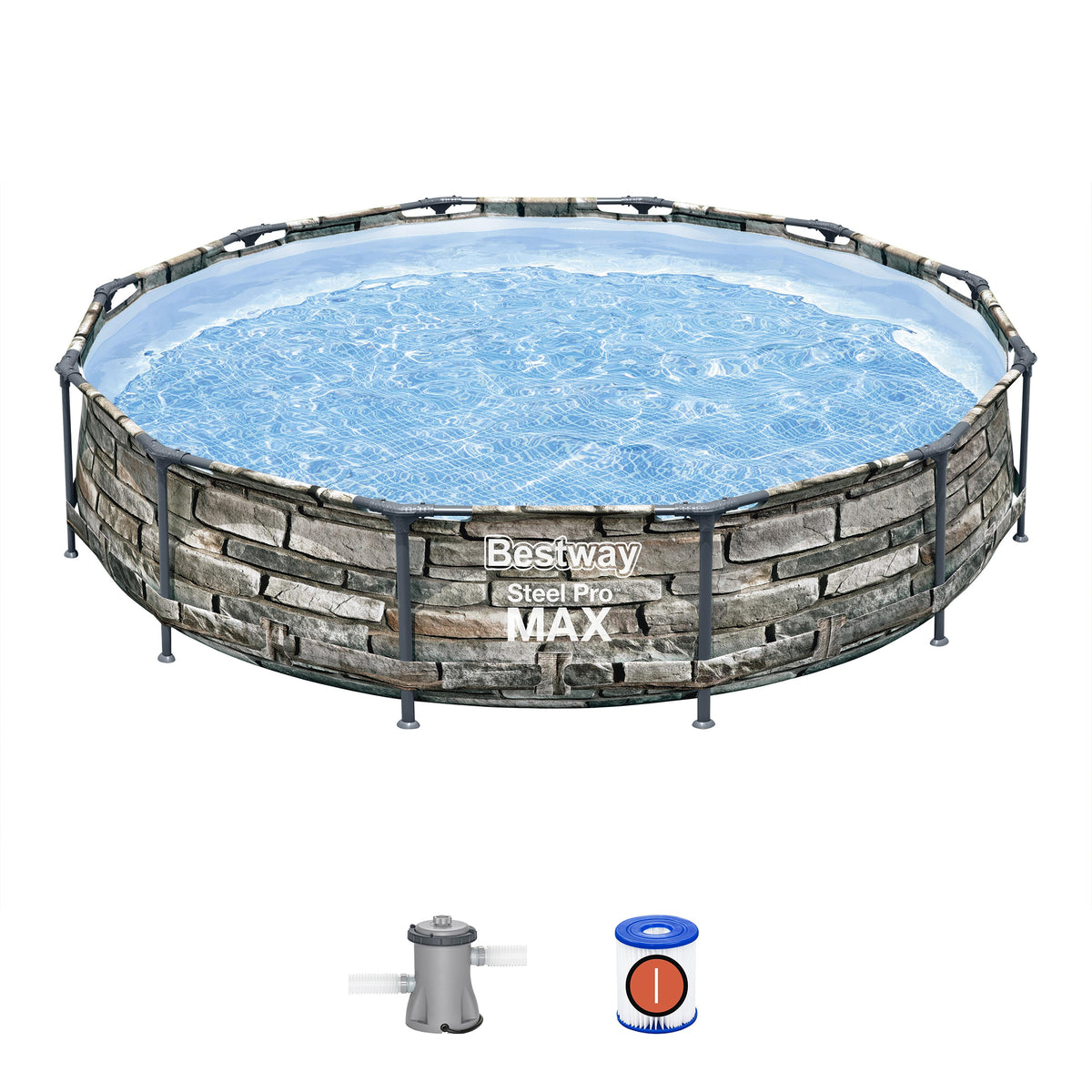 Bestway 12' x 30" Steel Pro Max Round Above Ground Pool w/ Pump (For Parts)