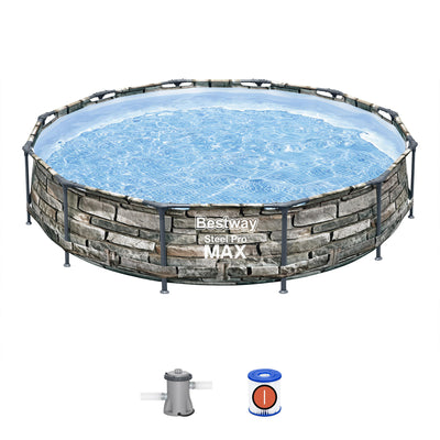 Bestway 12' x 30" Steel Pro Max Round Above Ground Pool w/ Pump (For Parts)