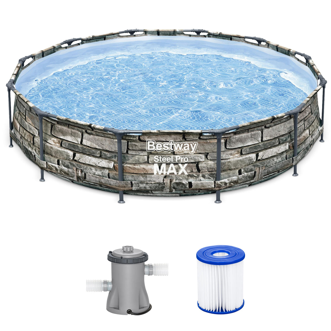 Bestway 12' x 30" Steel Pro Max Round Above Ground Pool w/ Pump (For Parts)