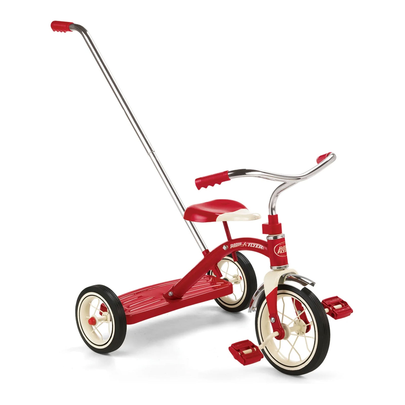 Radio Flyer 34TX Classic Steel Framed Tricycle with 3 Position Push Handle, Red - VMInnovations