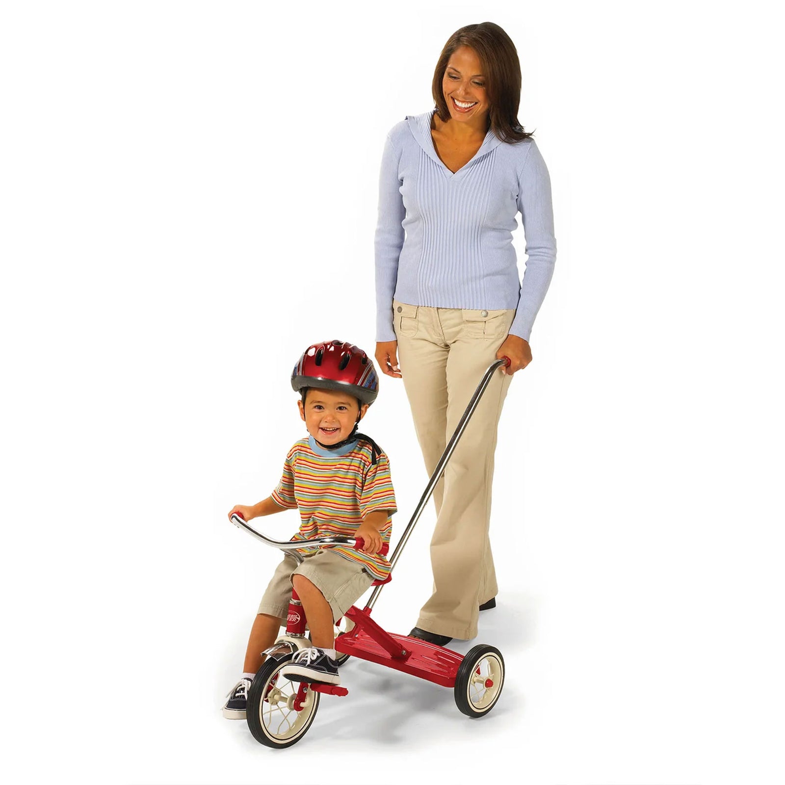 Radio Flyer 34TX Classic Steel Framed Tricycle with 3 Position Push Handle, Red - VMInnovations