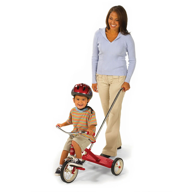 Radio Flyer 34TX Classic Steel Framed Tricycle with 3 Position Push Handle, Red