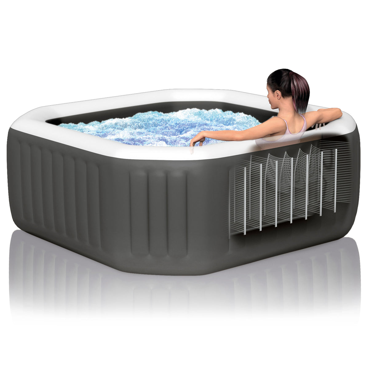 Intex PureSpa 4 Person Portable Octagonal Inflatable Hot Tub Spa (For Parts)