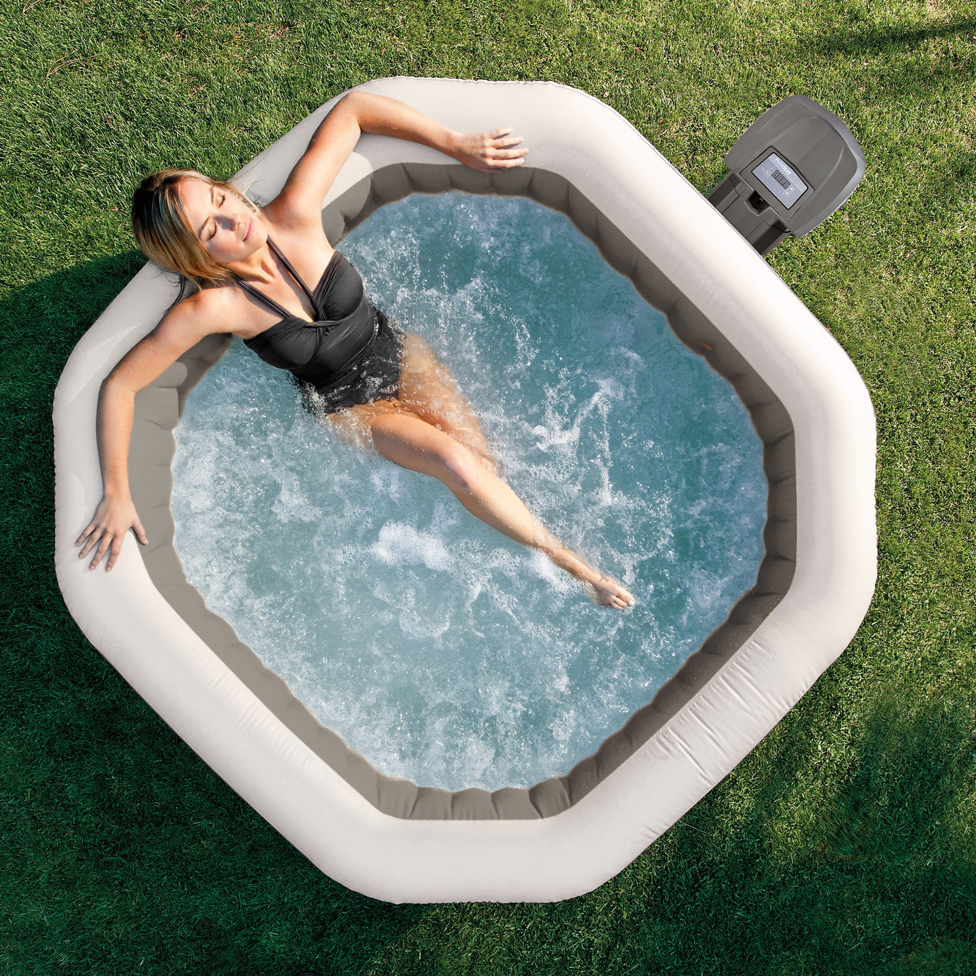 Intex PureSpa 4 Person Portable Octagonal Inflatable Hot Tub Spa (For Parts)