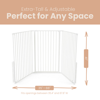 Scandinavian Flex Large and Extra Tall 35 to 88 In Safety Gate, White (Open Box) - VMInnovations