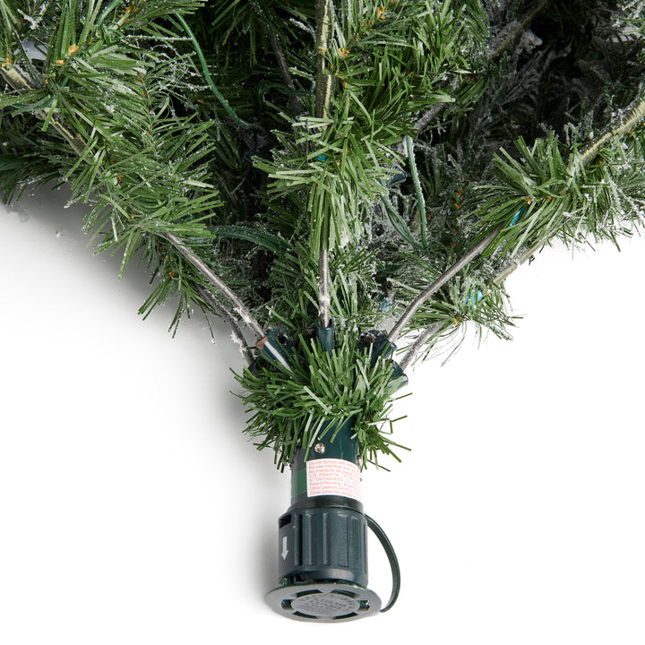 Home Heritage Flocked 7.5 Foot Christmas Tree w/ Lights and Pinecone (Open Box)