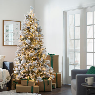 Home Heritage Snowdrift 7.5' PreLit Artificial Tree, Berries/Pinecones (Used) - VMInnovations