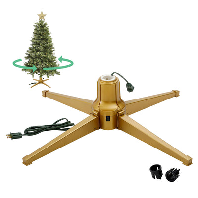 Home Heritage Electric Metal Rotating Tree Stand for 7 Ft Trees, Gold(For Parts)