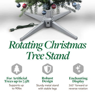 Home Heritage Metal Rotating Christmas Tree Stand for Holiday Trees Up to 7.5 ft