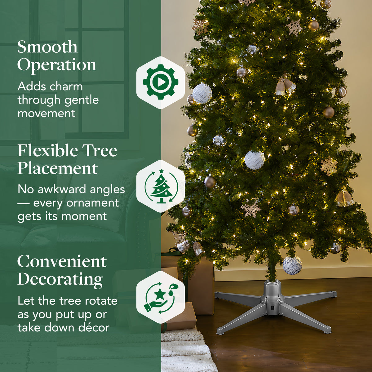 Home Heritage Metal Rotating Christmas Tree Stand for Holiday Trees Up to 7.5 ft