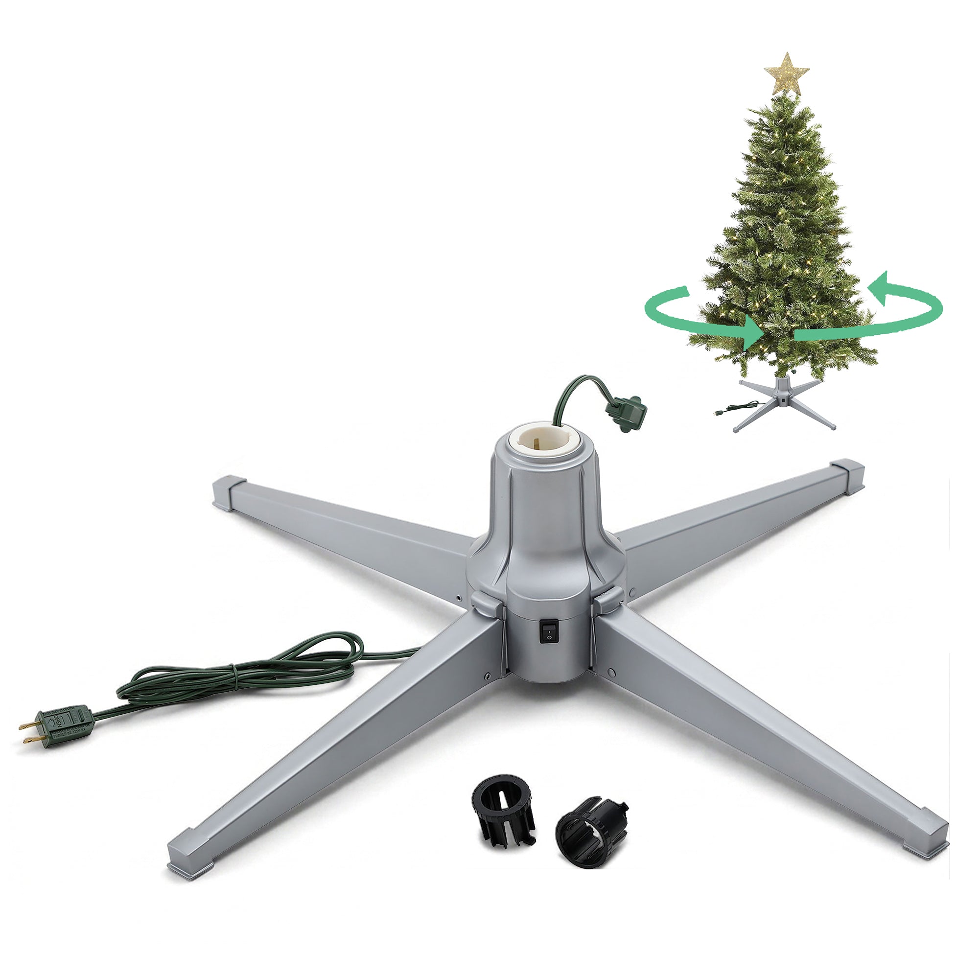 Home Heritage Metal Rotating Christmas Tree Stand for Holiday Trees Up to 7.5 ft - VMInnovations